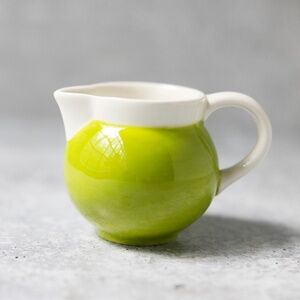 180 One Hundred 80 Degrees white lime green creamer pitcher ceramic pottery